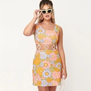 NWT Smak Parlour psychedelic daisy cutout dress XL